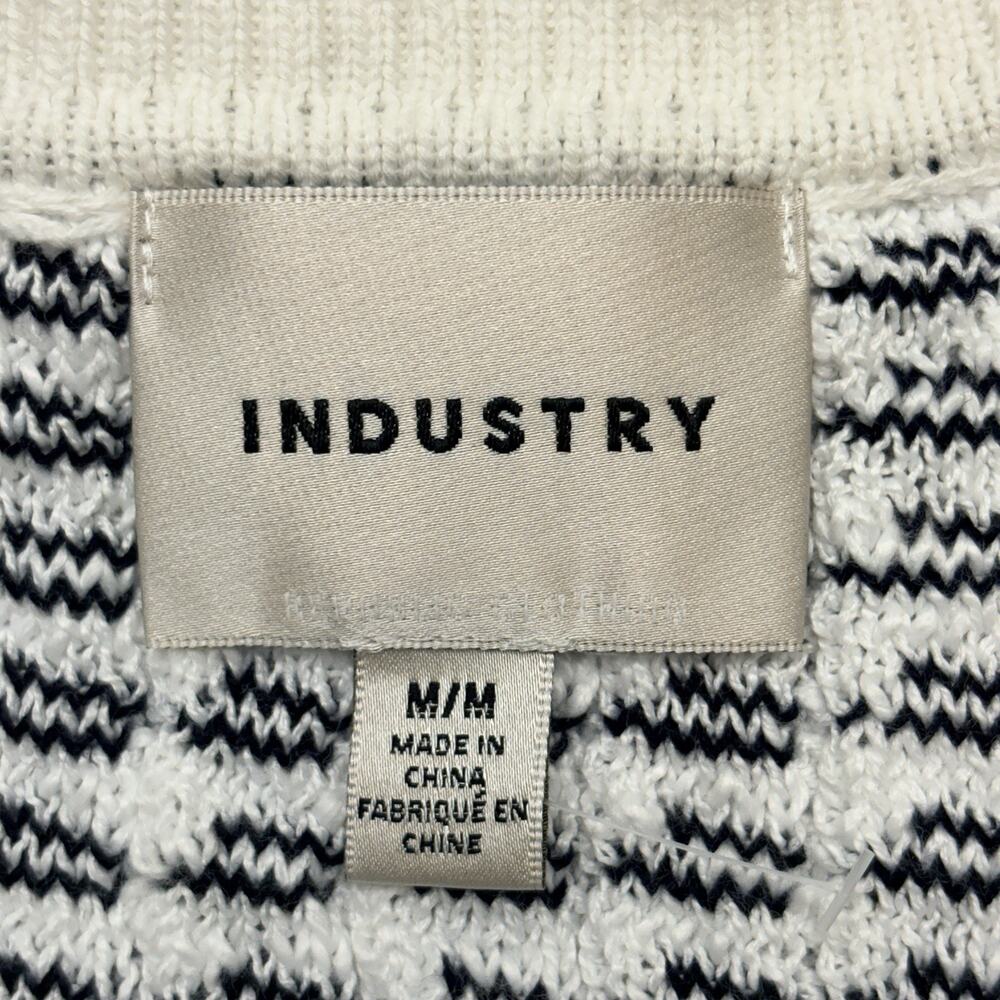 Industry Heavy Black & White Square Knit Gold Button Front Sweater Jacket M - Picture 6 of 13